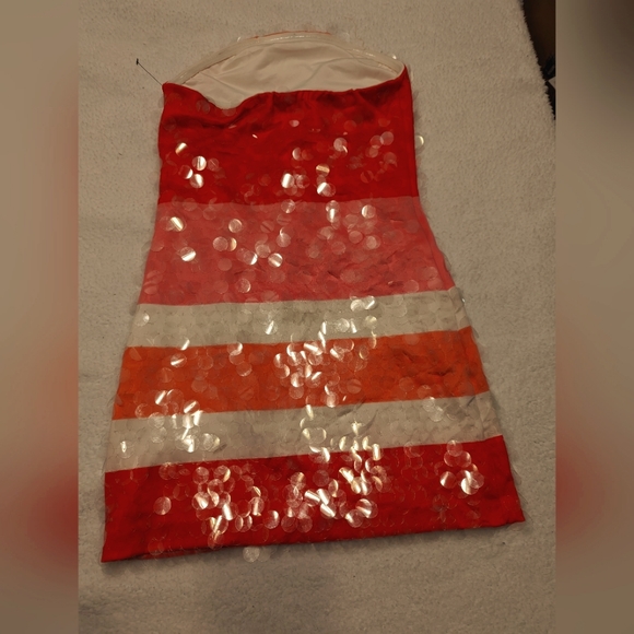 Party dress sleeveless clear sequined on orange rainbow color size small! - Picture 2 of 4